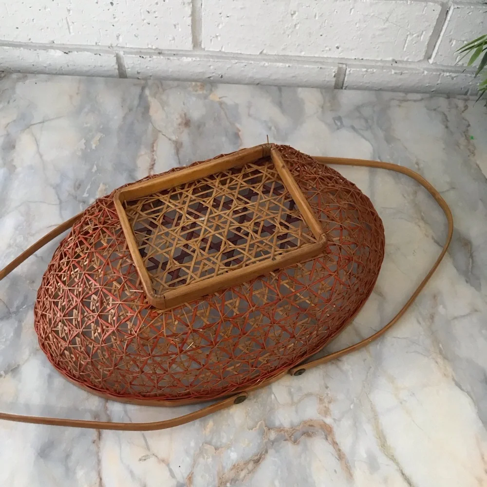 Handcrafted Orange & Brown Danty Oval Woven Basket